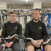 Apprentices Tom Workman (right) and Jack Williams at Beics Antur Bikes.