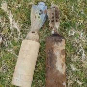 These unexploded mortar rounds were found near Llanegryn, Tywyn.