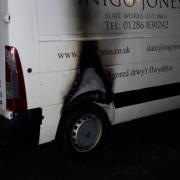 Substantial damage was caused to the van and business has been distrupted.