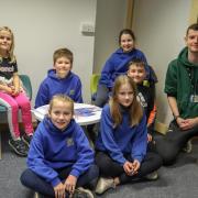 Pupils from Ysgol Bro Lleu at the Petha launch at Penygroes Library. (Cyngor Gwynedd image)
