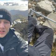 Matt Edwards used crutches to hike to the summit of Snowdon, during a charity climb.