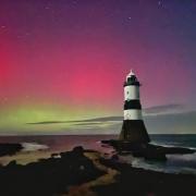 Cheryl Jones captured the dazzling light show over Trwyn Du Lighthouse (known as Penmon Lighthouse) on Anglesey.