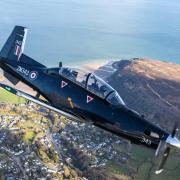 Texan T1 flying above North Wales