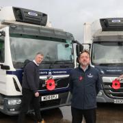 Ex-servicemen on the staff at Harlech Foodservice are backing the Poppy Appeal, from left, Neil Williams, Mark Keats and Daniel Jones.
