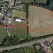 The rural field site proposed for 13 holiday chalets at Dwyran on Anglesey  (Anglesey  County Council Planning Documents Image)