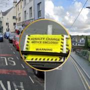 Two of the roads to make Anglesey's top 10. Inset: Library picture of a penalty charge notice