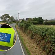 B4354, Pwllheli. Inset: North Wales Police jacket