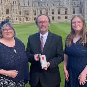Peter Jones, his wife Sharon, and his daughter Ellie at Windsor Castle