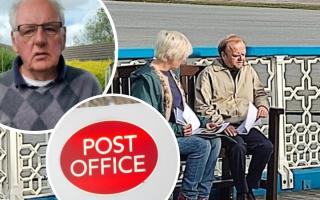 Mr Bates vs The Post Office filming in Llandudno (Photo: Dee Sturgess). Inset: Gaerwen sup-postmaster Noel Thomas